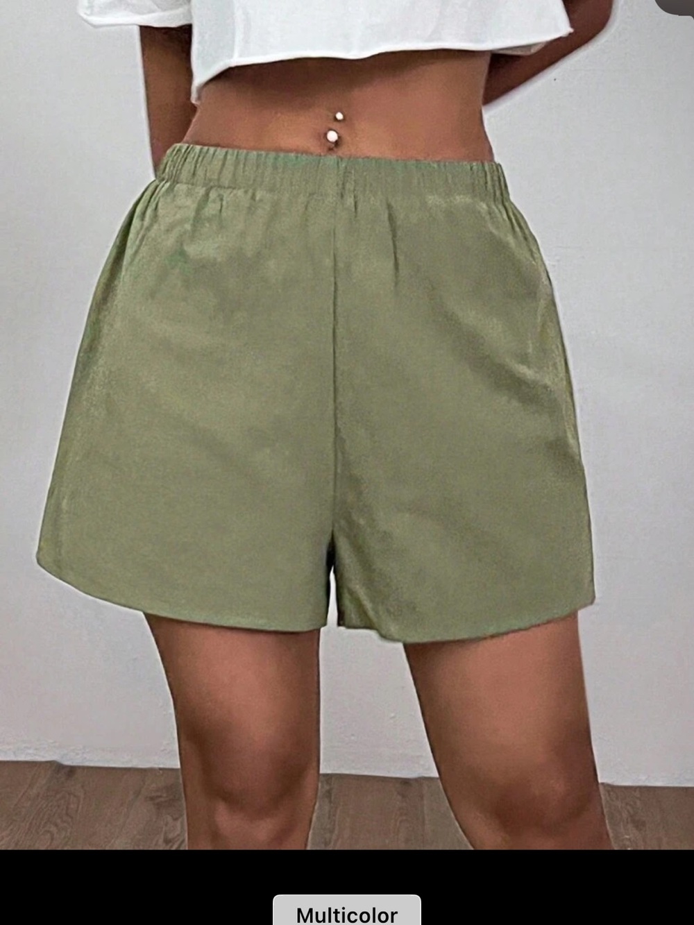 SHEIN Olive Elastic-Waist Relaxed Women’s Shorts